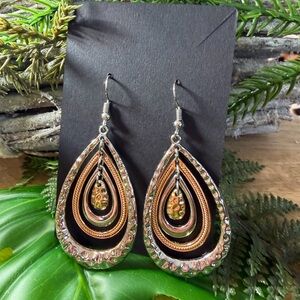 Chic Gold and Silver Layered Teardrop Earrings